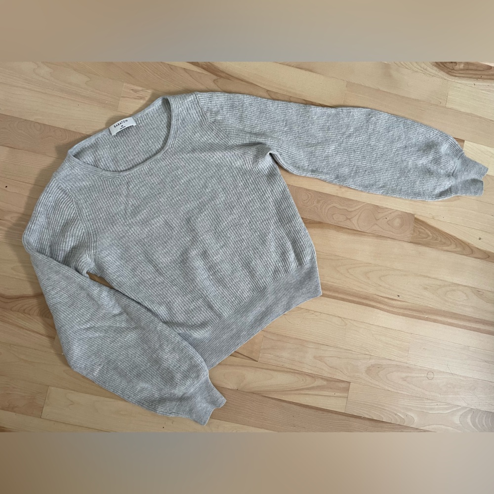 Babaton Column Sweater, wool + linen blend in Heather Chrome - Picture 3 of 7